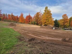 Open rolling area during excavation being leveled